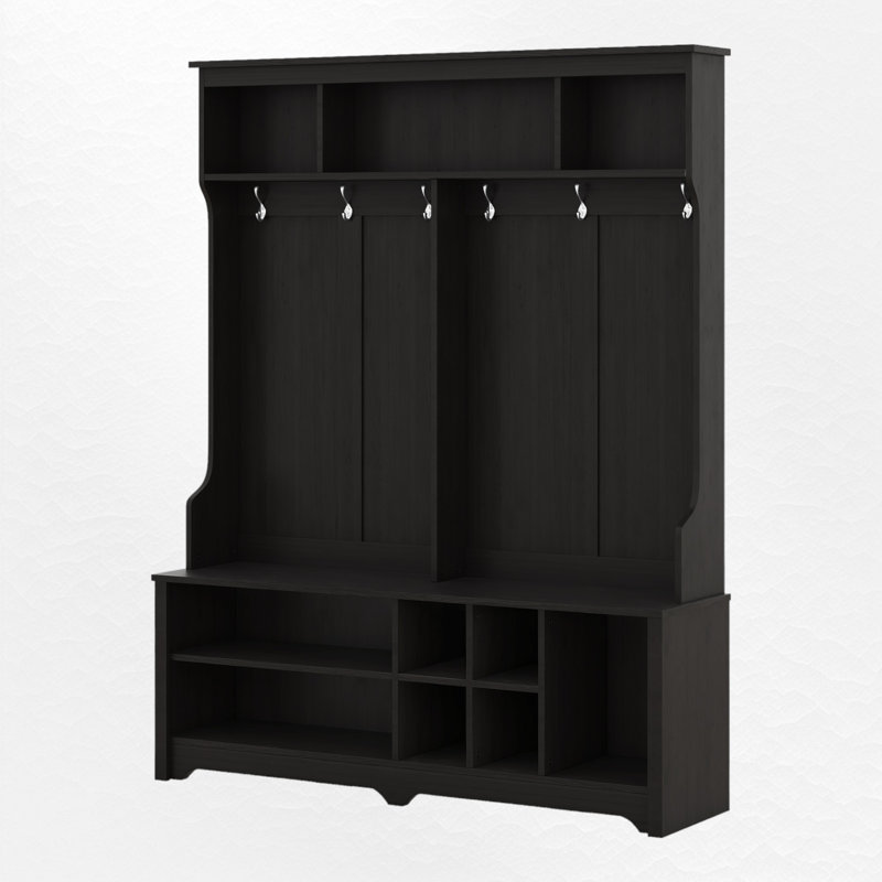 Red Barrel Studio® Heylin Hall Tree 60.03'' Wide with Bench and Shoe